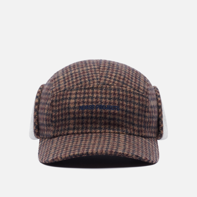 фото Бейсболка мужская norse projects wool flannel flap коричневая, one size