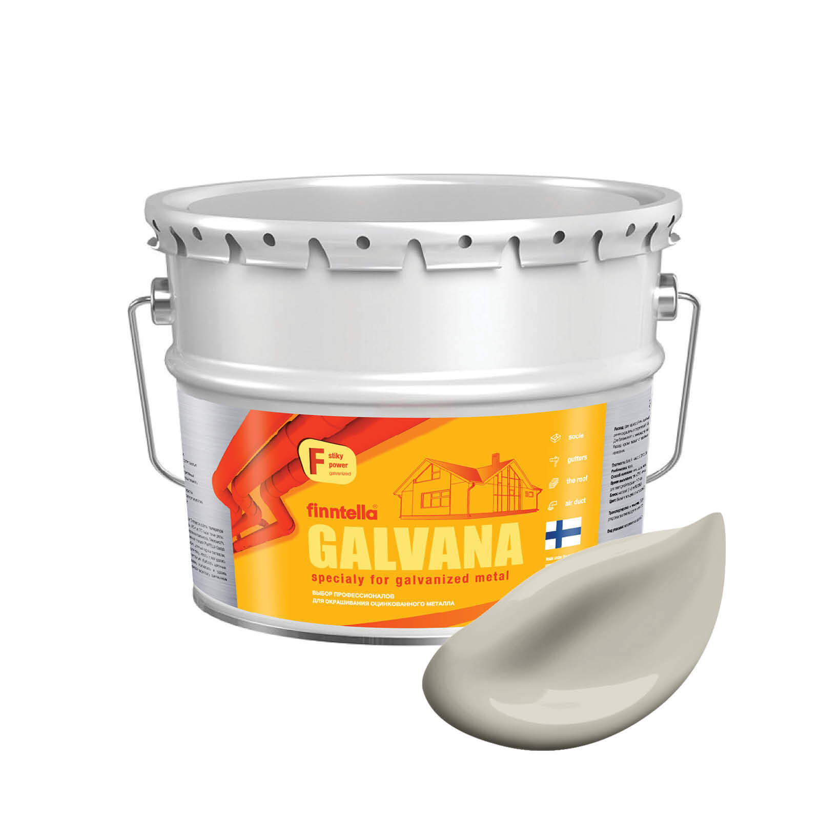 

Краска GALVANA FINNTELLA Матовая, TINA бежевый, 9л, GALVANA по оцинкованному металлу и бетону