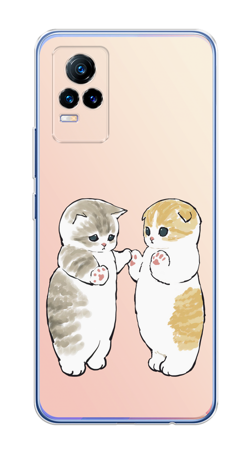 

Чехол на Vivo V21e 4G "Пухлые котики", Розовый;бежевый;серый, 264550-1