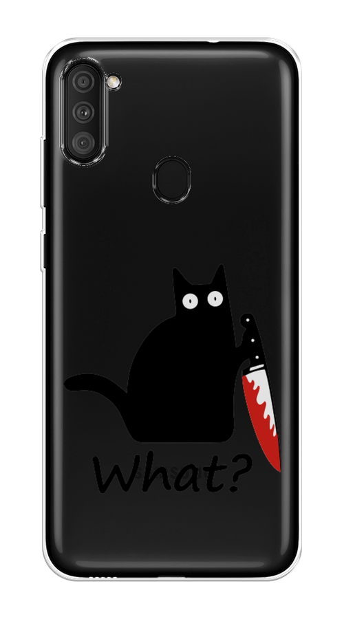 

Чехол на Samsung Galaxy M11 "Котик с ножом", Черный;красный, 2100650-6