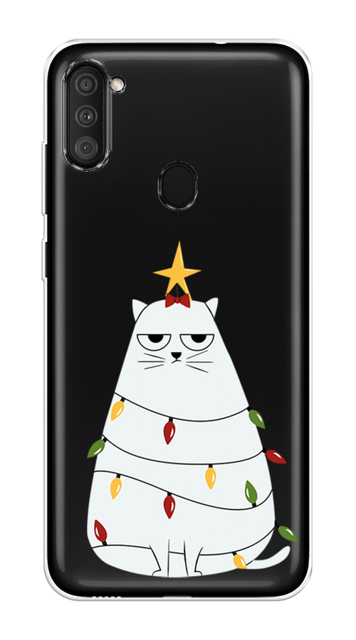 

Чехол на Samsung Galaxy M11 "Котик в гирлянде", Белый;красный;желтый, 2100650-1