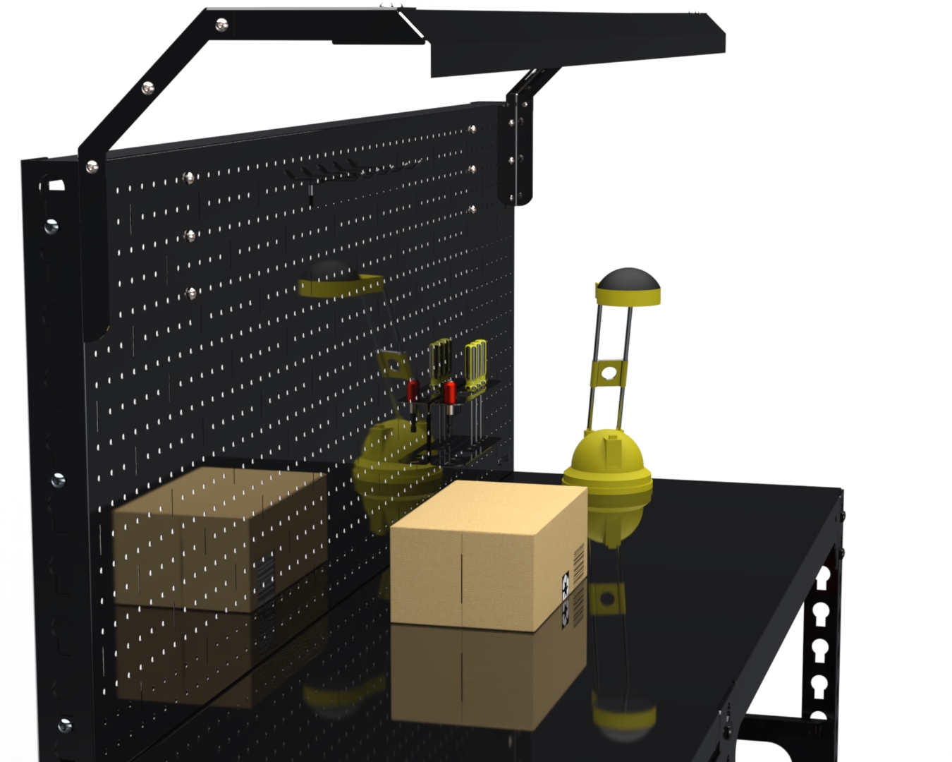 

Стол металлический Metalex серия SUN 750х1200х400 (с выдвижными ящиками, панелью, черный
