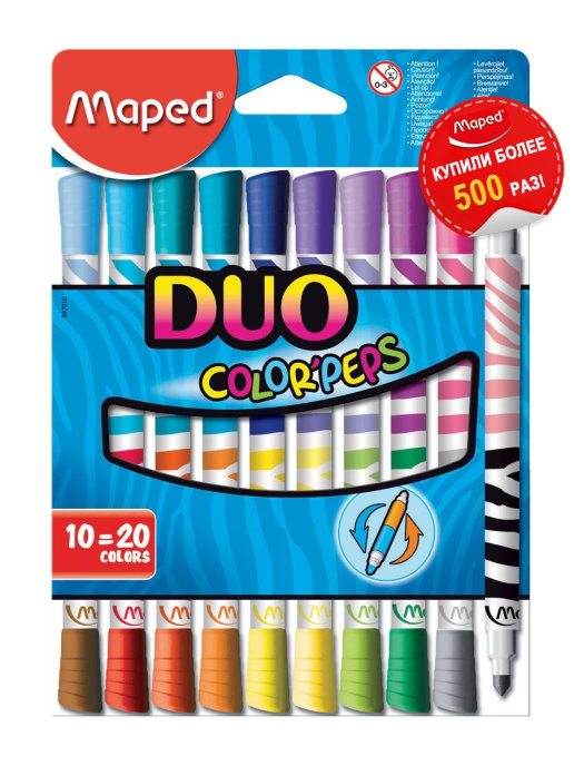 фото Фломастеры color pep's duo двусторонние 10шт/20цв. maped