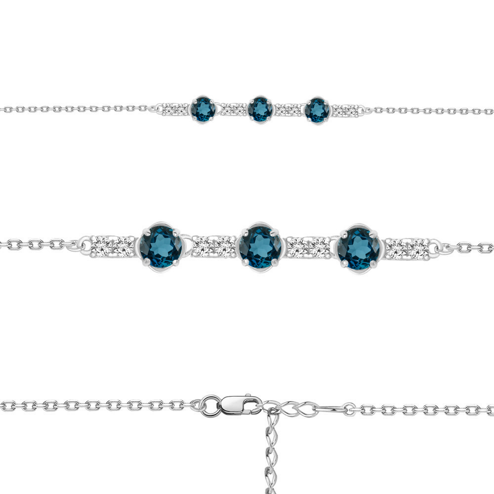 

Браслет из серебра с топазом\фианитом Aquamarine Aquamarine 7461008А_925_р р. 16, 7461008А_925_р