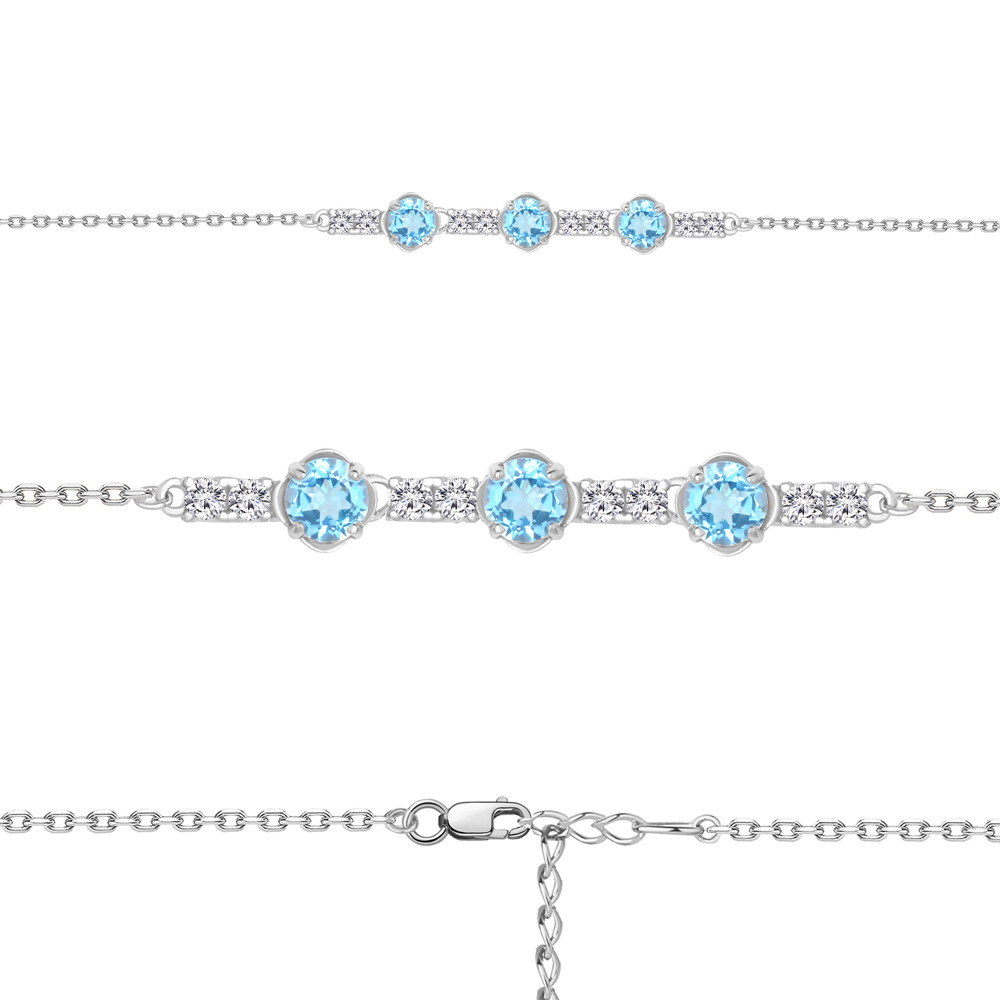 

Браслет из серебра с топазом\фианитом Aquamarine Aquamarine 7461005А_925_р р. 16, 7461005А_925_р