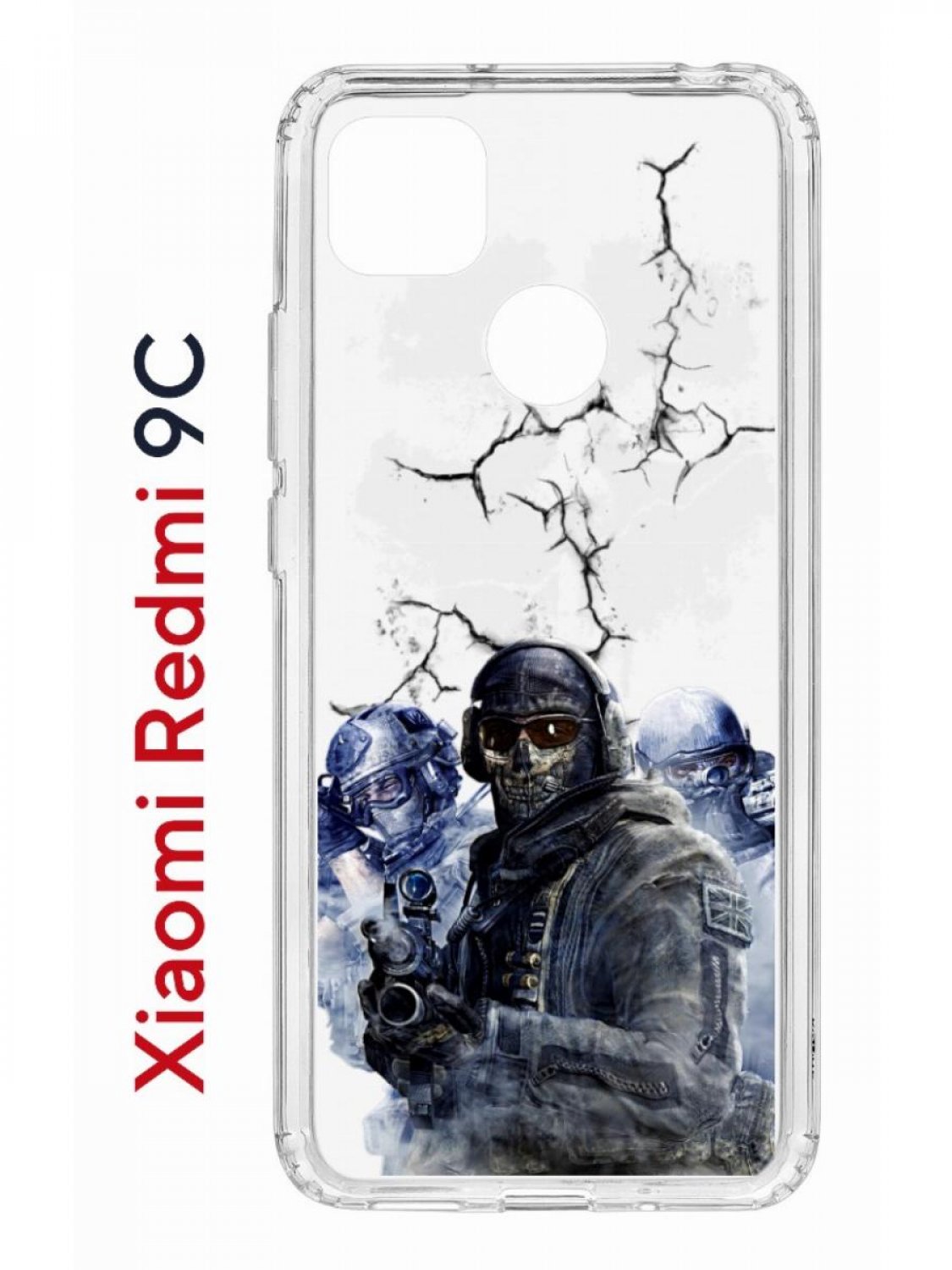 Чехол на Redmi 9C Kruche Print Call of Duty,противоударный бампер с защитой камеры
