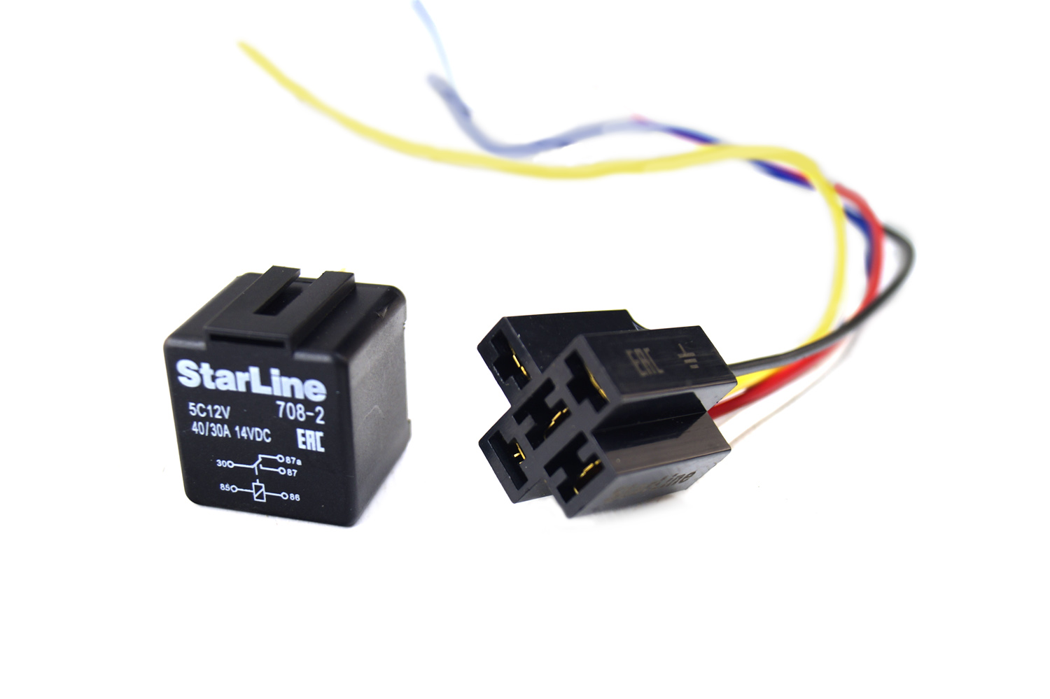 

Реле StarLine 708-2 40-30А 5-контактное в сборе с предохранителем и колодкой