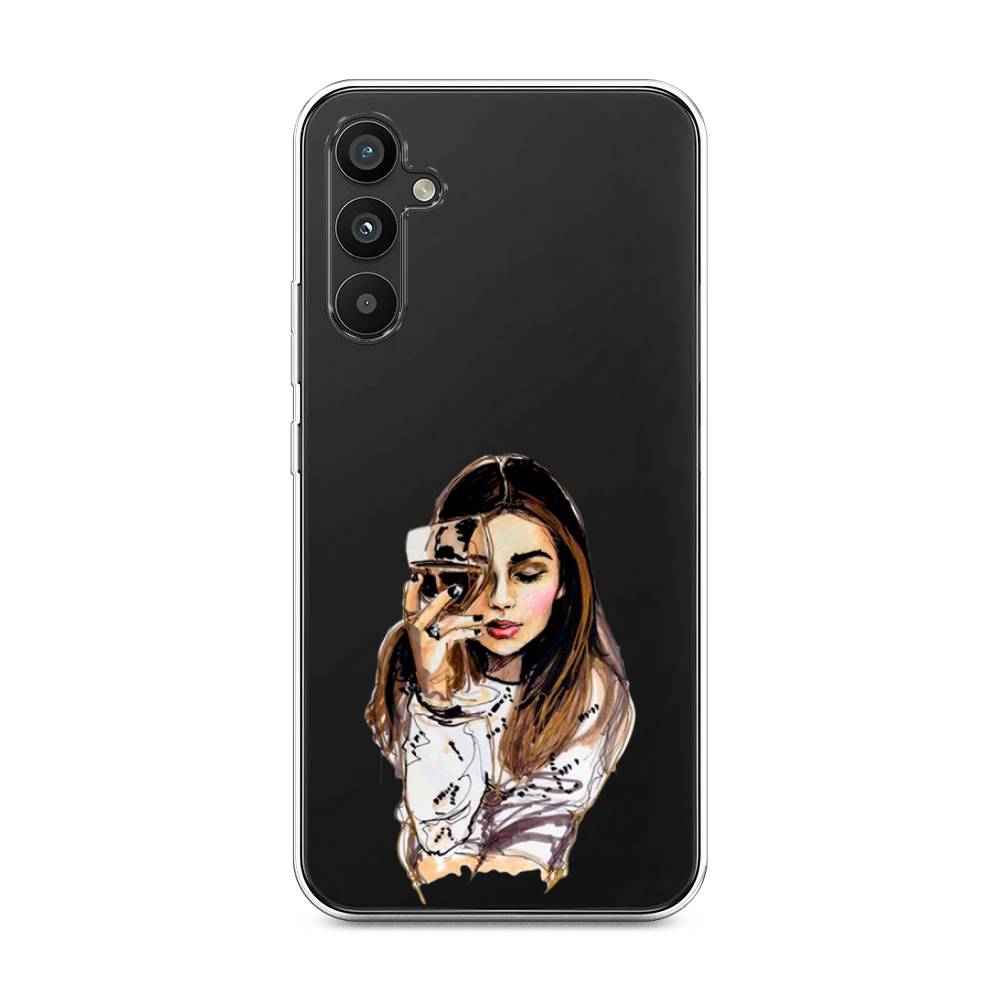 

Чехол Awog на Samsung Galaxy A34 "Девушка с бокалом", Бежевый;коричневый;белый, 2107850-7