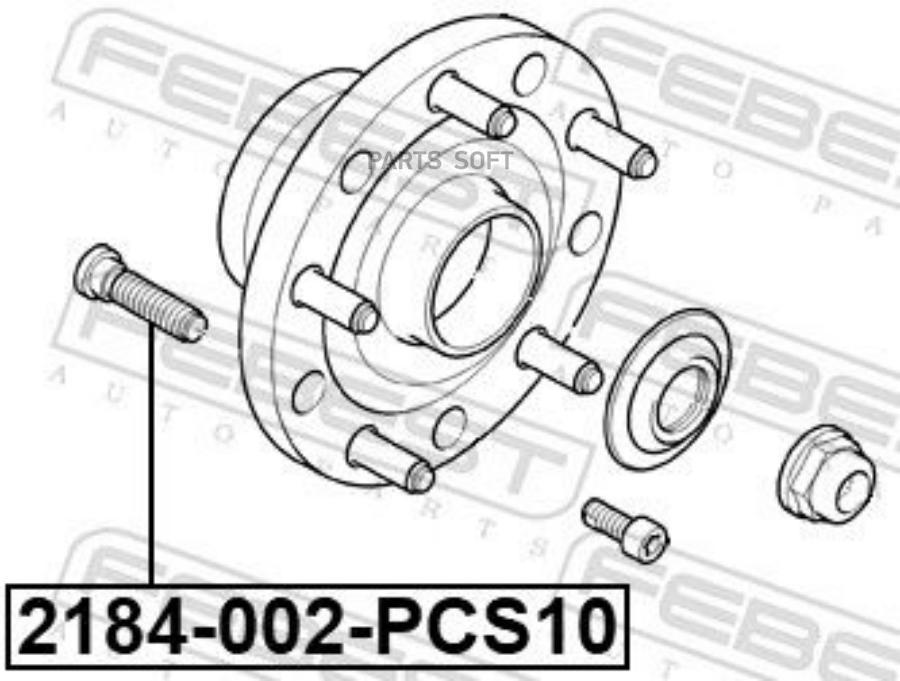 

FEBEST 2184002PCS10 2184-002-PCS10 шпильки колёсные к-кт 10шт.\ Ford Transit 13 1шт