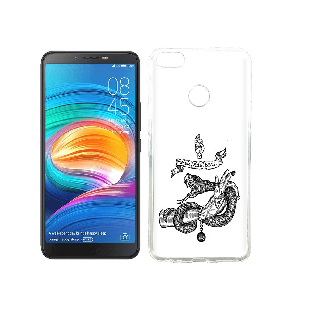 

Чехол MyPads Tocco для Tecno Camon X змея на руке рисунок, Прозрачный, Tocco