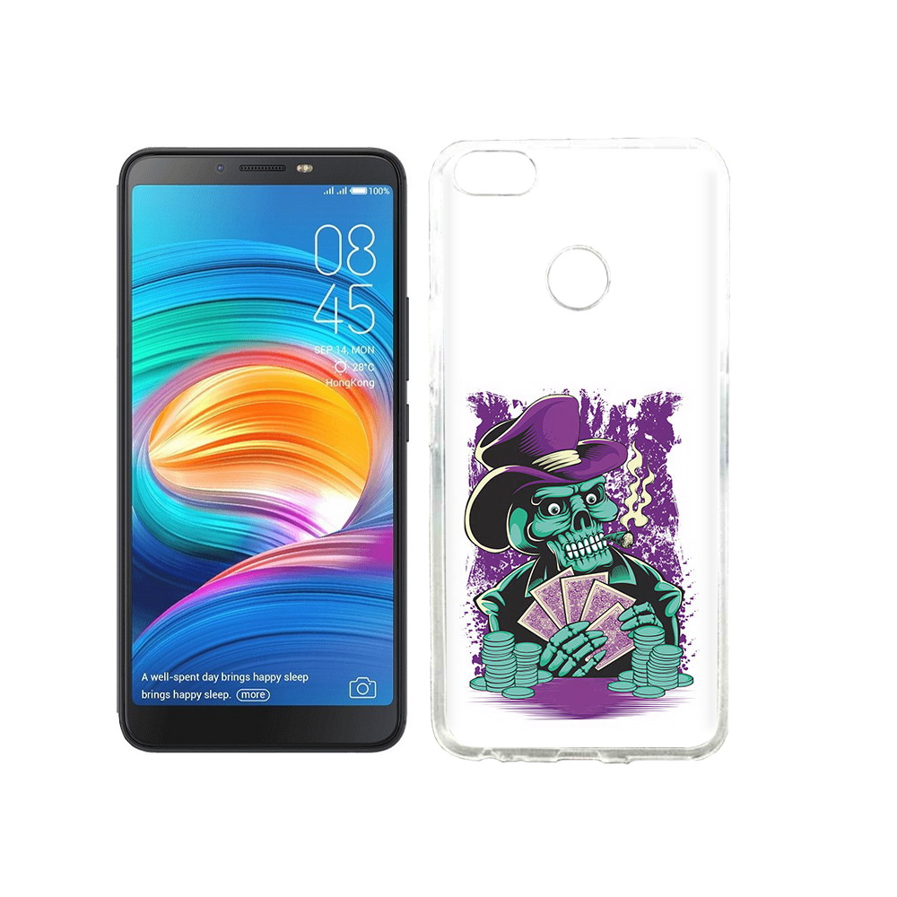 

Чехол MyPads Tocco для Tecno Camon X зеленый череп с картами, Прозрачный, Tocco