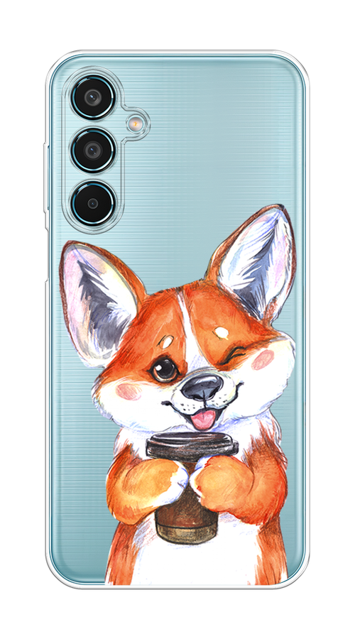 

Чехол на Samsung Galaxy M35 "Корги с кофе", Оранжевый;белый, 2110050-1