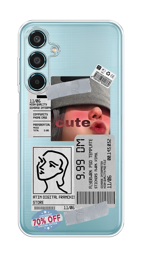 

Чехол на Samsung Galaxy M35 "Cute girl collage", Розовый;серый;голубой, 2110050-1