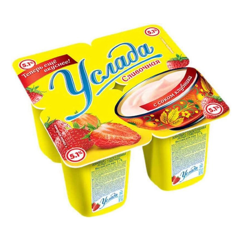 

Йогуртный продукт Услада сливочная с соком клубники 5,1% 95 г