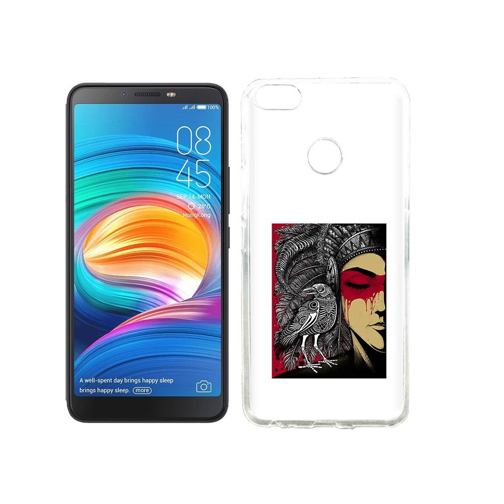 

Чехол MyPads Tocco для Tecno Camon X девушка с вороном в абстракции, Прозрачный, Tocco