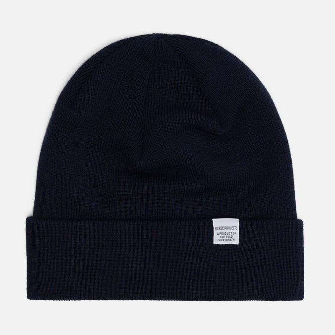 фото Шапка мужская norse projects norse top beanie синяя, one size