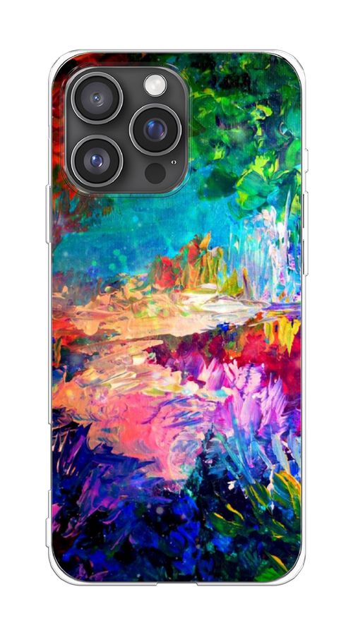 

Чехол на Apple iPhone 16 Pro Max "Лес-гуашь", Синий;розовый;зеленый, 16350-1