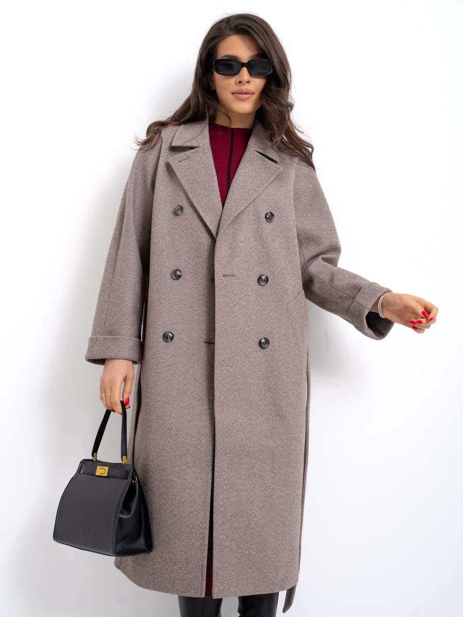 Пальто женское NAPOLITA 83372 коричневое 50 RU