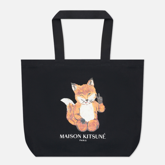 фото Сумка шоппер женская maison kitsune all right fox classic tote чёрная