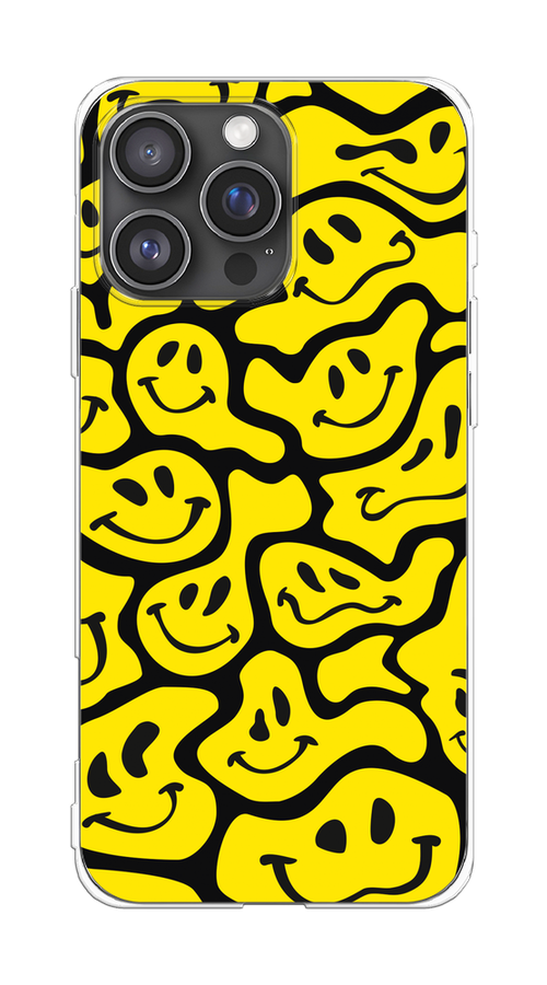 

Чехол на Apple iPhone 16 Pro Max "Расплывчатые смайлики желтые", Черный;желтый, 16350-1