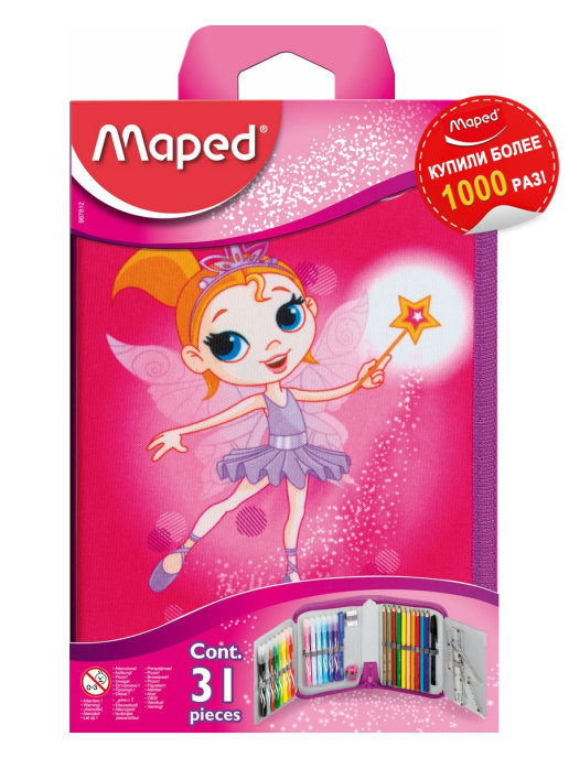 Пенал с наполнением школьный MAPED Fairy, 31 предмет