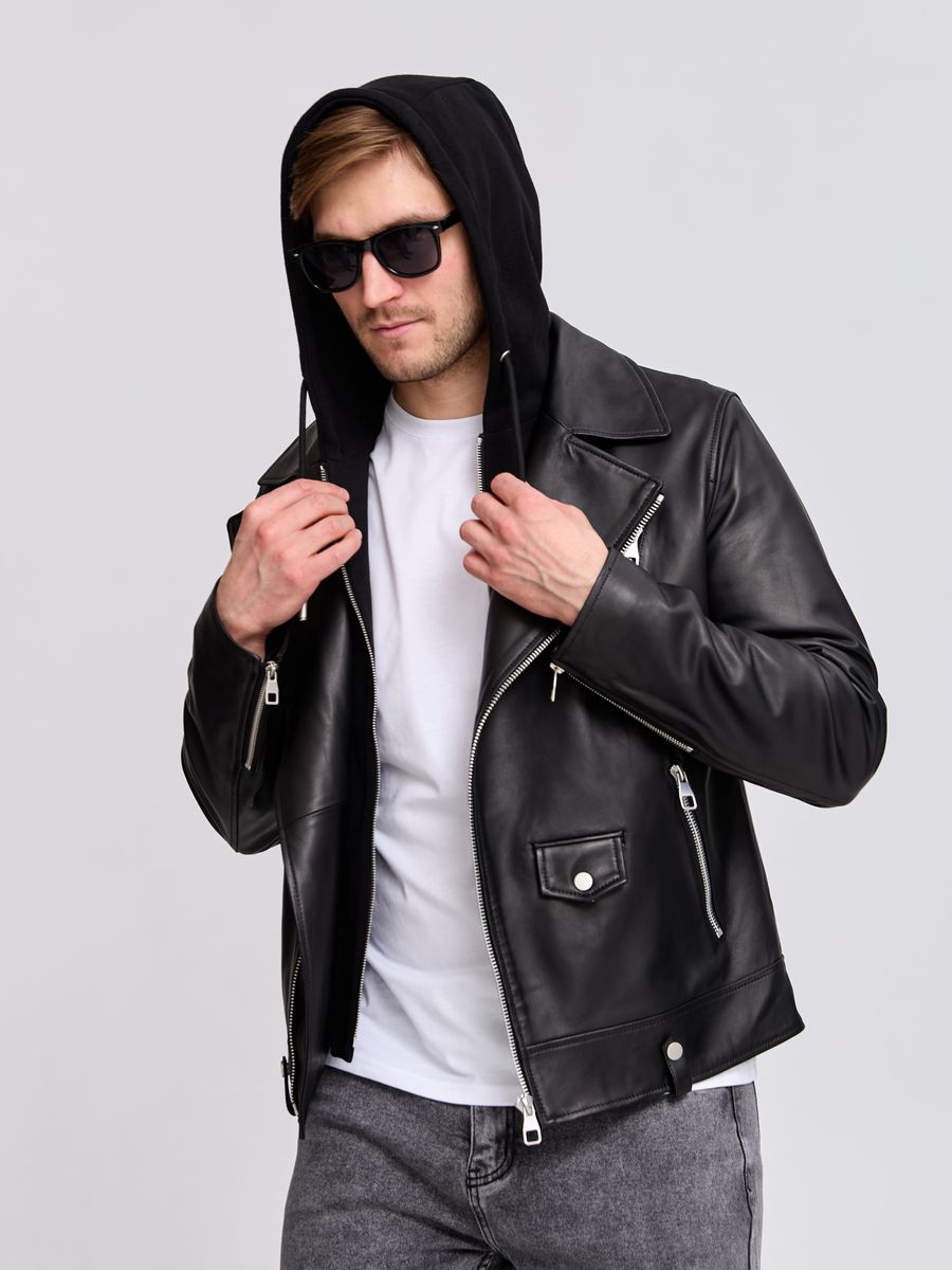 Кожаная куртка мужская Grizman 43734 черная 52 RU