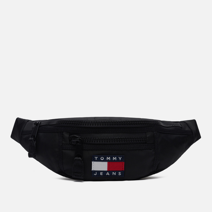 фото Поясная сумка мужская tommy jeans heritage bumbag recycled polyester чёрная