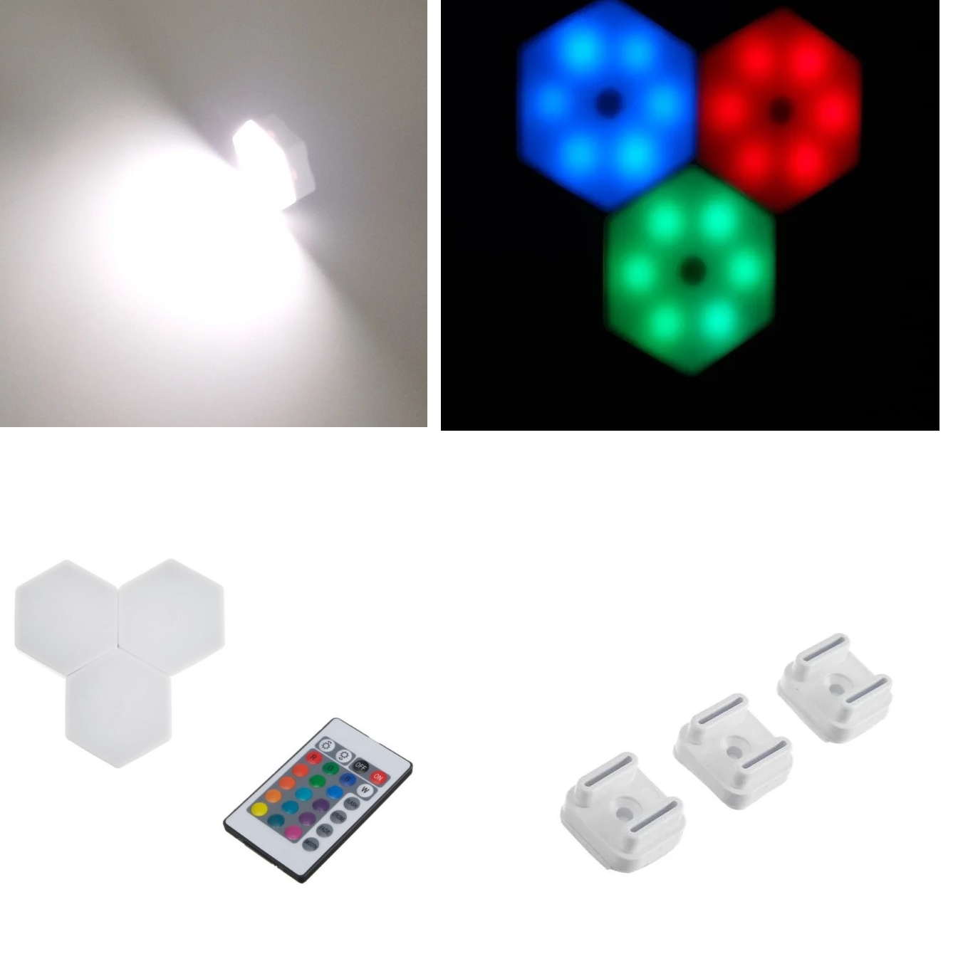 фото Сенсорный светильник hexagon соты с пультом rgb light 85х74х27мм 3 шт daprivet