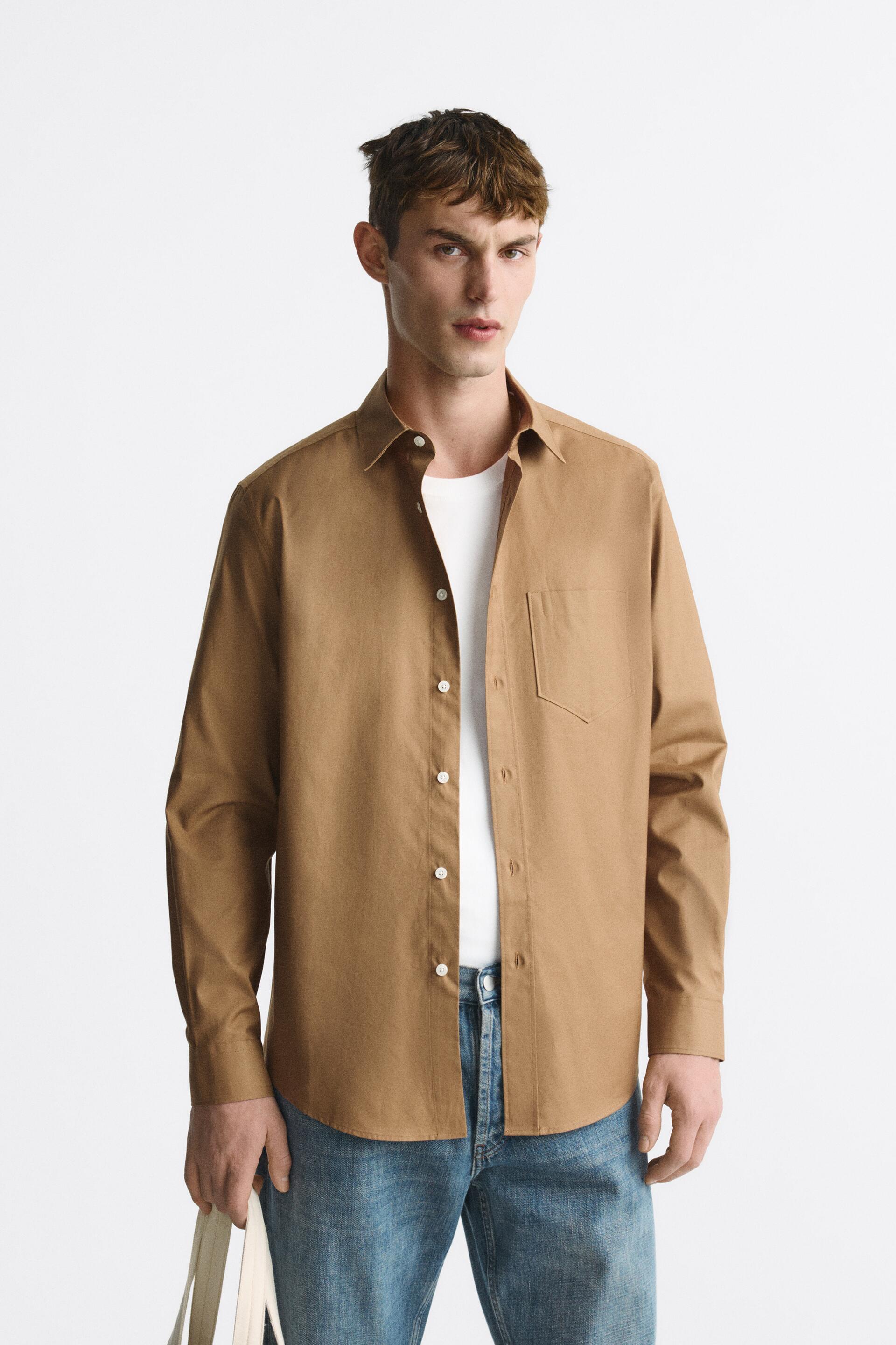 

Рубашка мужская ZARA 05588430 бежевая S (доставка из-за рубежа), Бежевый, 05588430