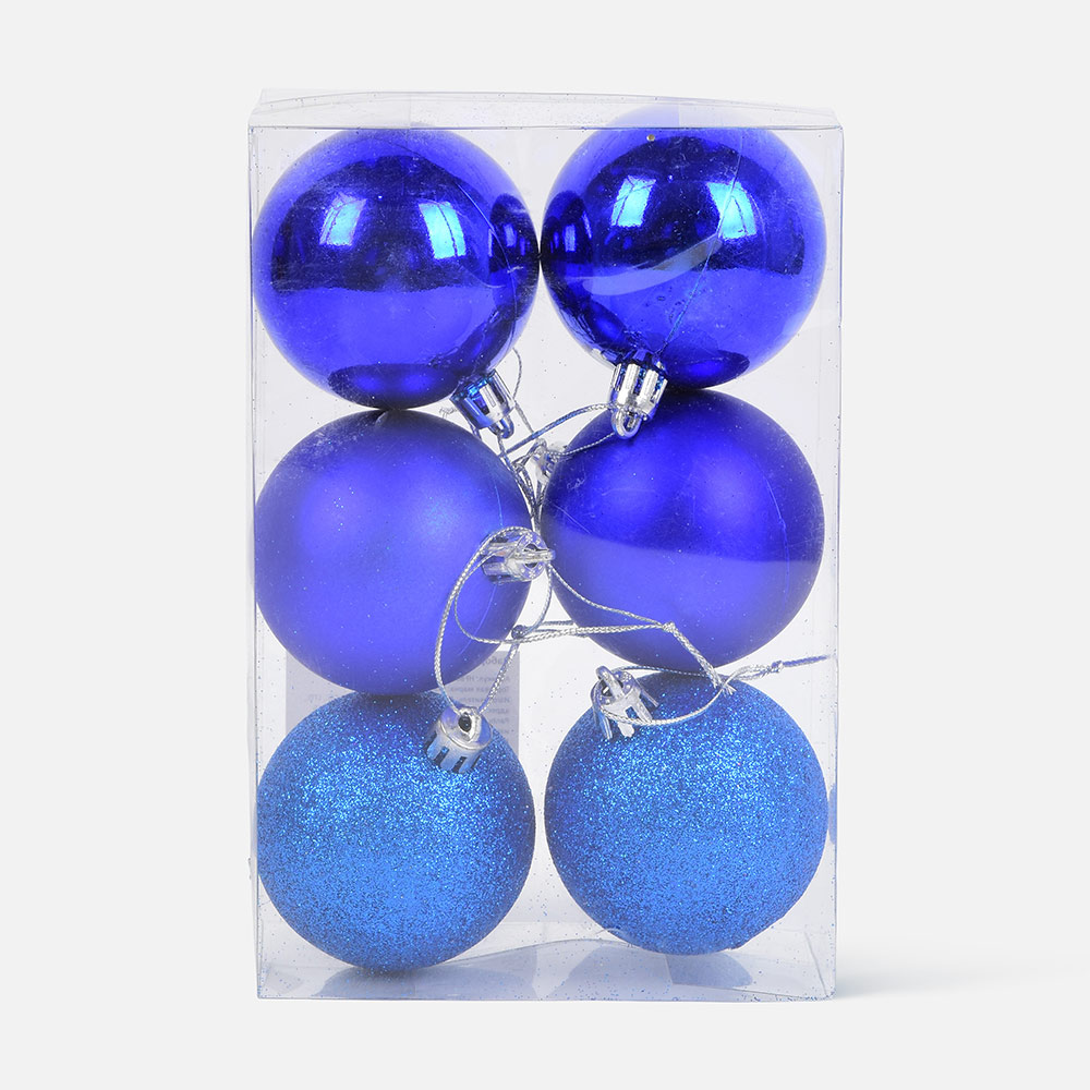 Из Китая: Шар на ель Maxprime набор, 6 см, голубой, 6 шт.