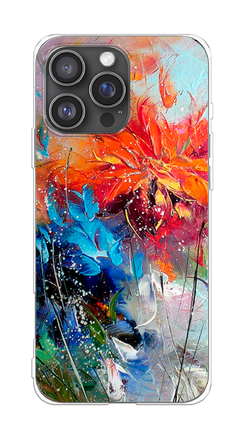 

Чехол на Apple iPhone 16 Pro Max "Абстрактные цветы", Оранжевый;синий, 16350-1