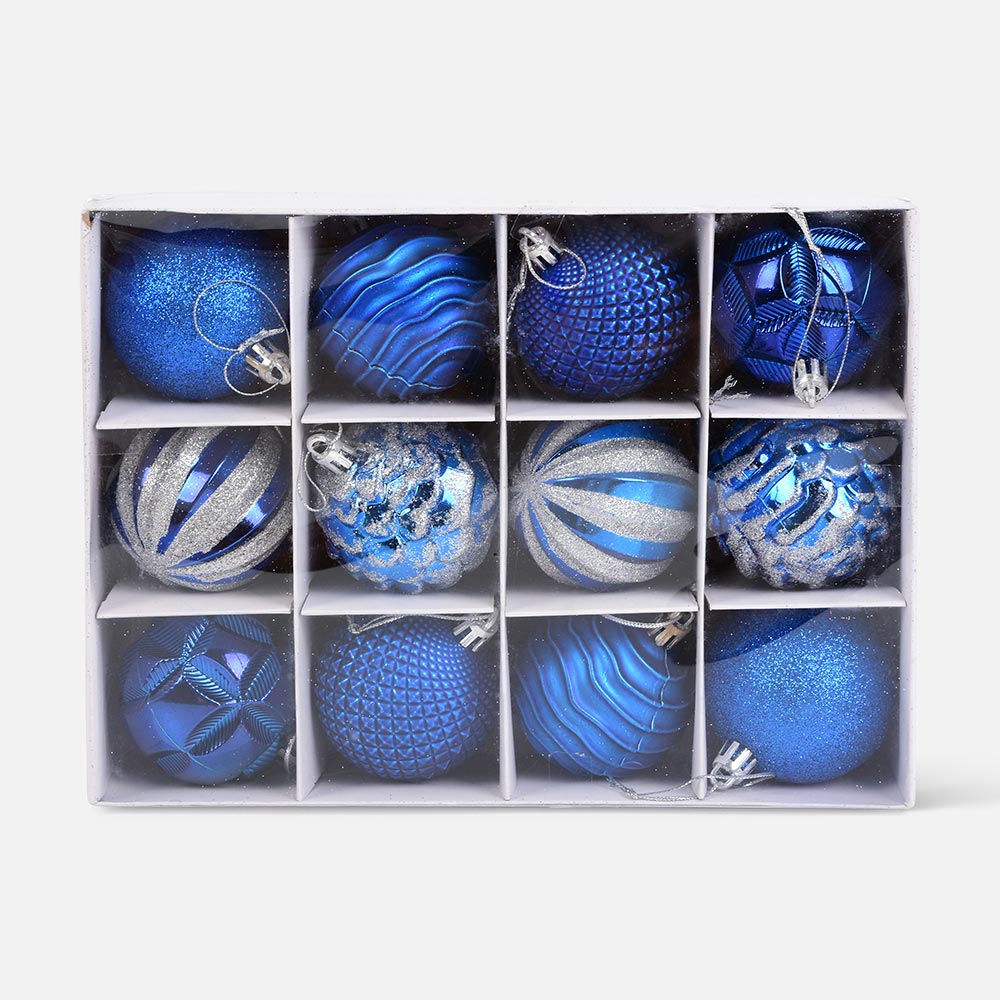 Из Китая: Шар на ель Maxprime набор, 6 см, голубой, 12 шт.