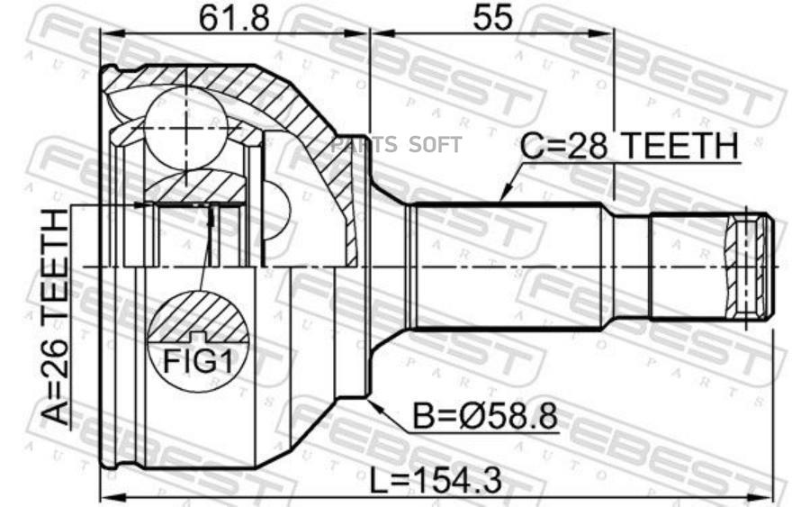 

Шрус Наружный 26X58.8X28 FEBEST 2510X716AT