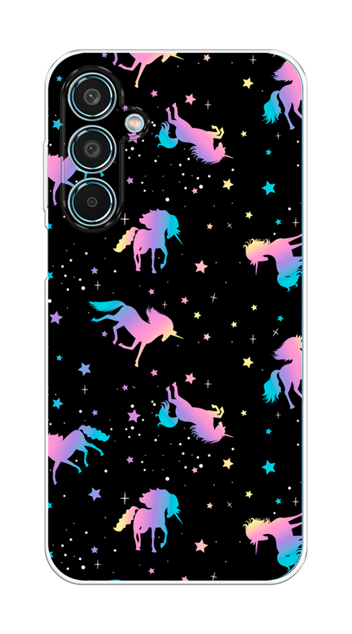 

Чехол на Samsung Galaxy M35 "Единороги градиент", Черный;розовый;голубой, 2110050-1