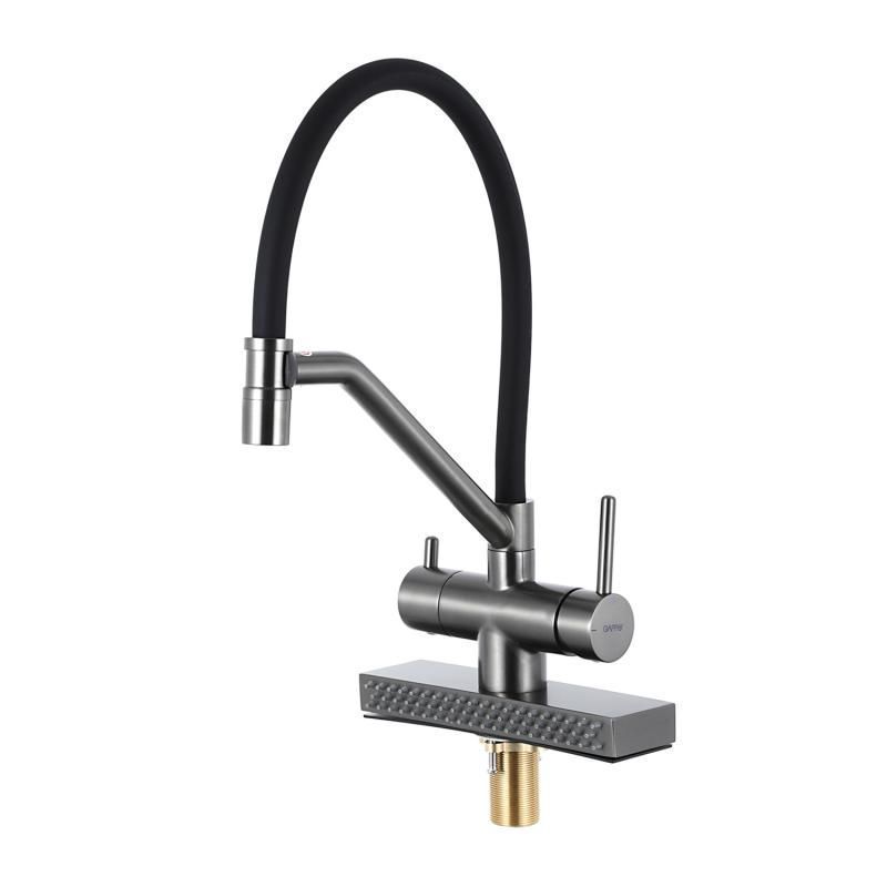 

Смеситель для кухни Gappo G98-9 G4QV09HB8-HT9с гибким изливом, оружейная сталь, Серый, G4QV09HB8-HT9