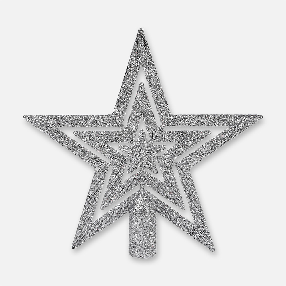 Из Китая: Верхушка для ели Maxprime звезда, серебро, 18x17,5x2 см