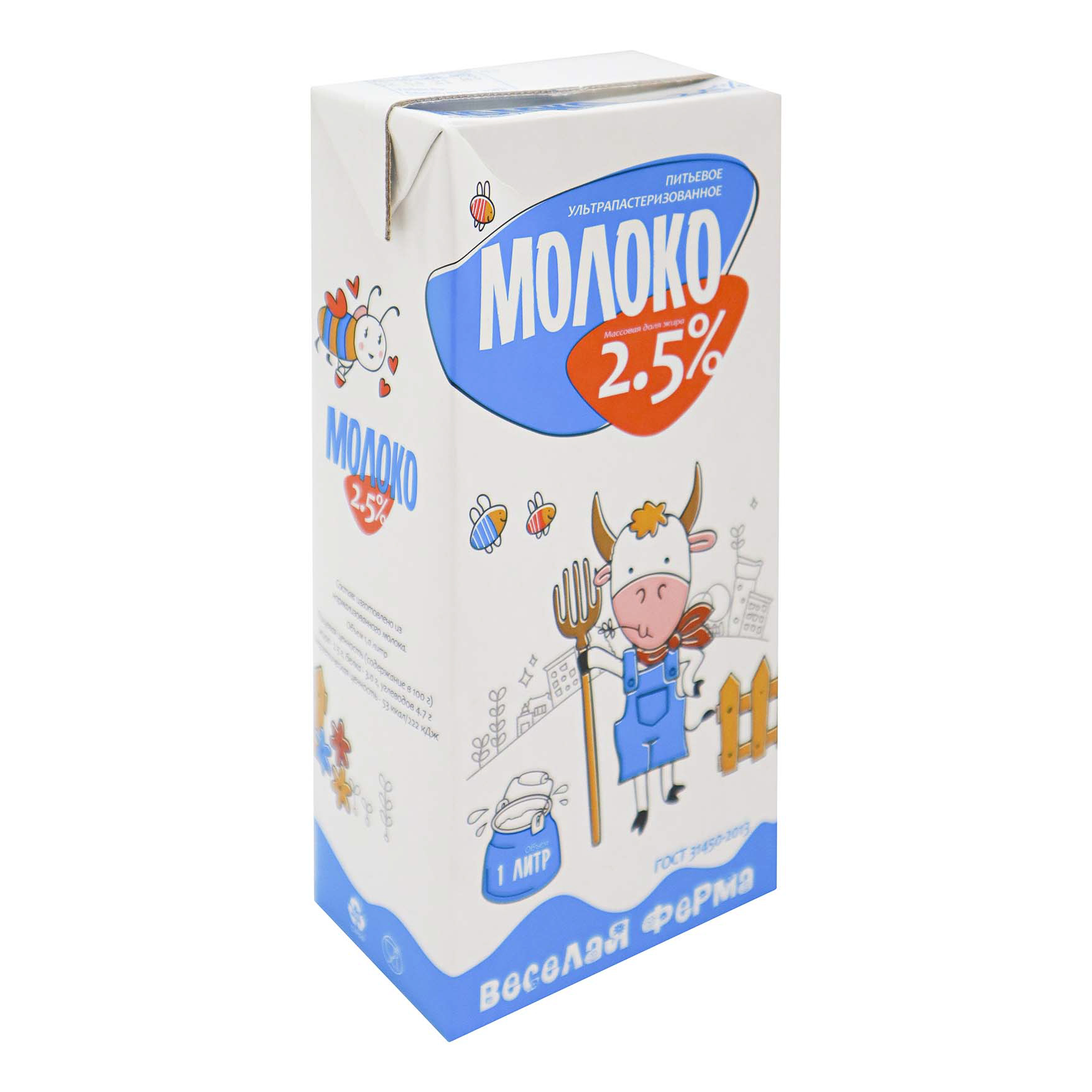 

Молоко 2,5% ультрапастеризованное 1 л Веселая ферма
