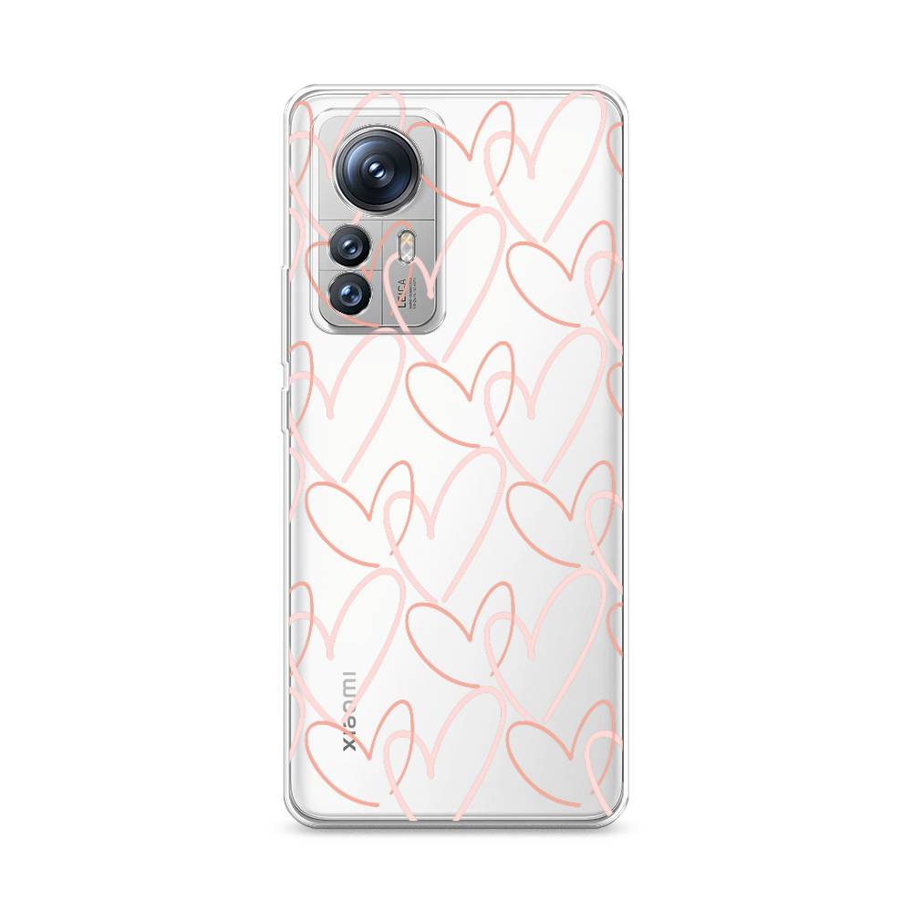 

Чехол на Xiaomi 12S Pro "Узор из сердечек", Розовый;бежевый, 316150-6