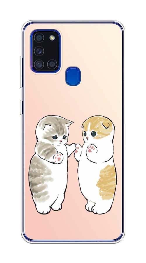 

Чехол на Samsung Galaxy A21s "Пухлые котики", Розовый;бежевый;серый, 2100250-1
