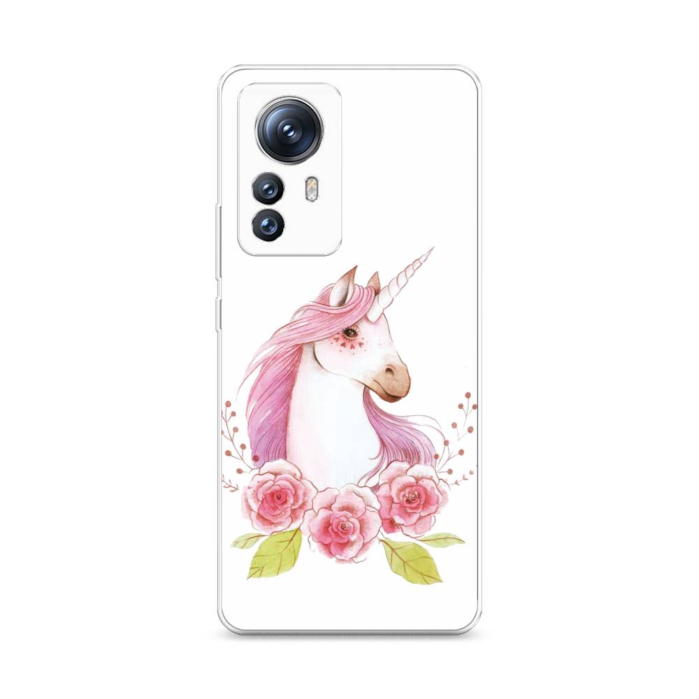 

Чехол на Xiaomi 12S Pro "Единорог цветы", Белый;розовый;серый, 316150-1
