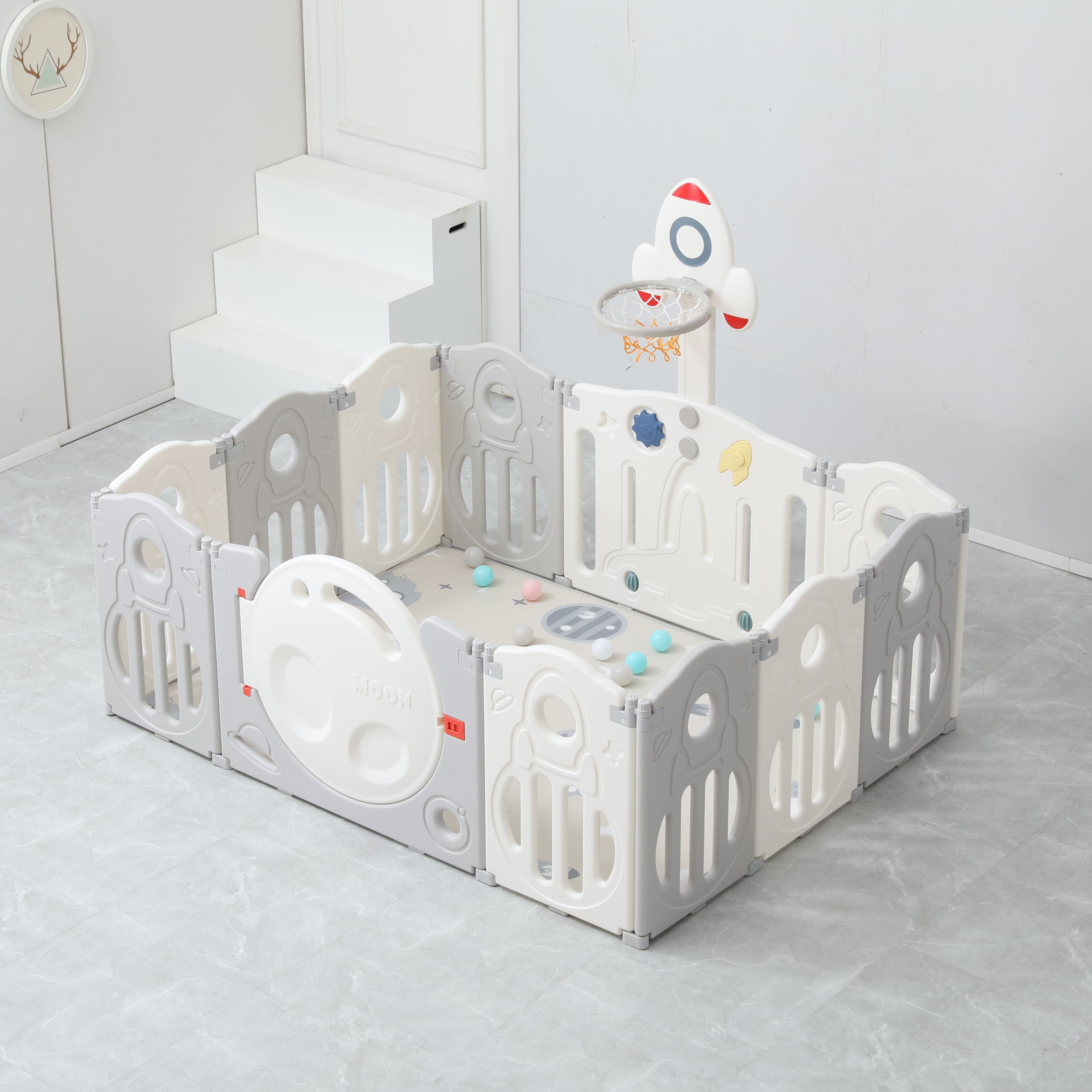 Большой детский игровой манеж комплекс UNIX Kids SUPREME Space 160x160 Grey 25890₽