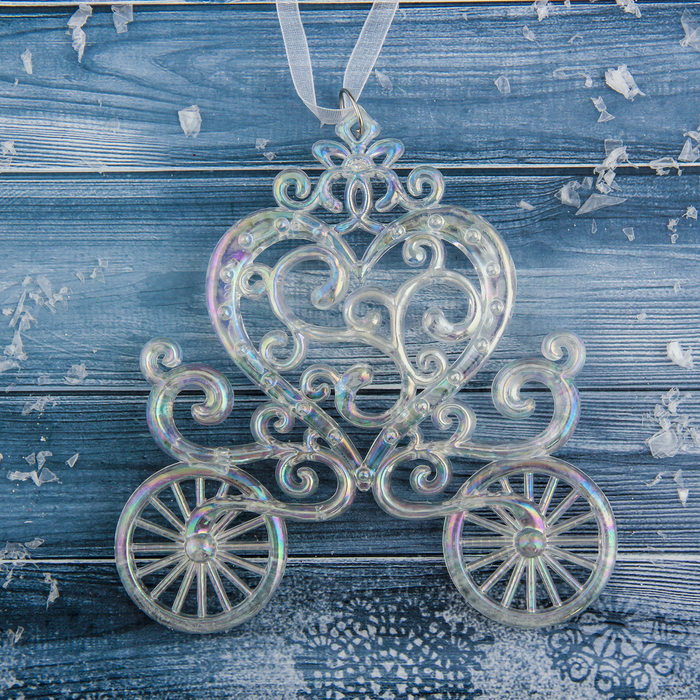 

Елочная игрушка Зимнее волшебство Карета перелив 3339803 1 шт. прозрачный, Карета перелив