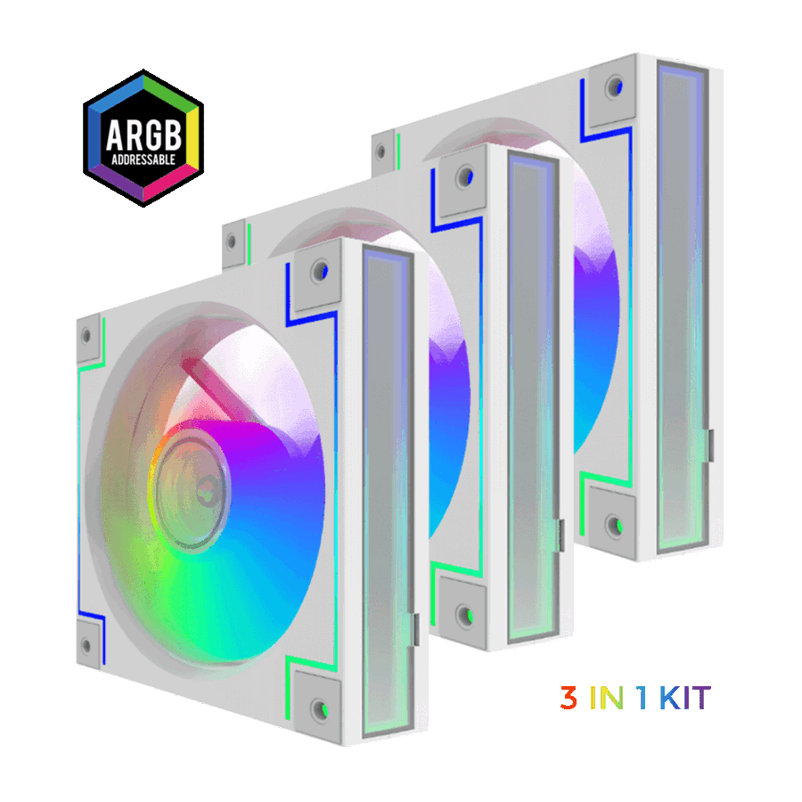 

Комплект вентиляторов GameMAX RD300 White 3*120мм ARGB Infinity fans, RD300