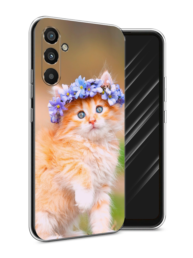 

Чехол Awog на Samsung Galaxy A34 "Рыжий кот в венке", Коричневый;синий, 2107850-1