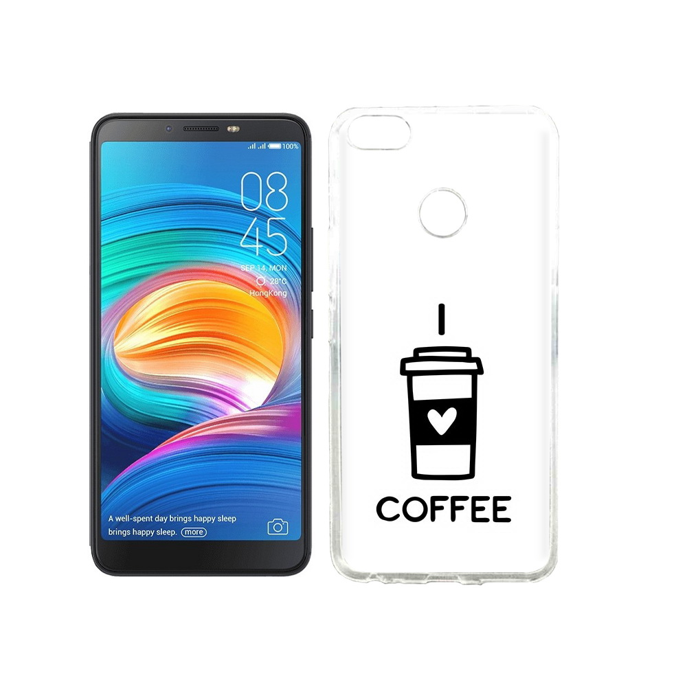 

Чехол MyPads Tocco для Tecno Camon X Я люблю кофе, Прозрачный, Tocco