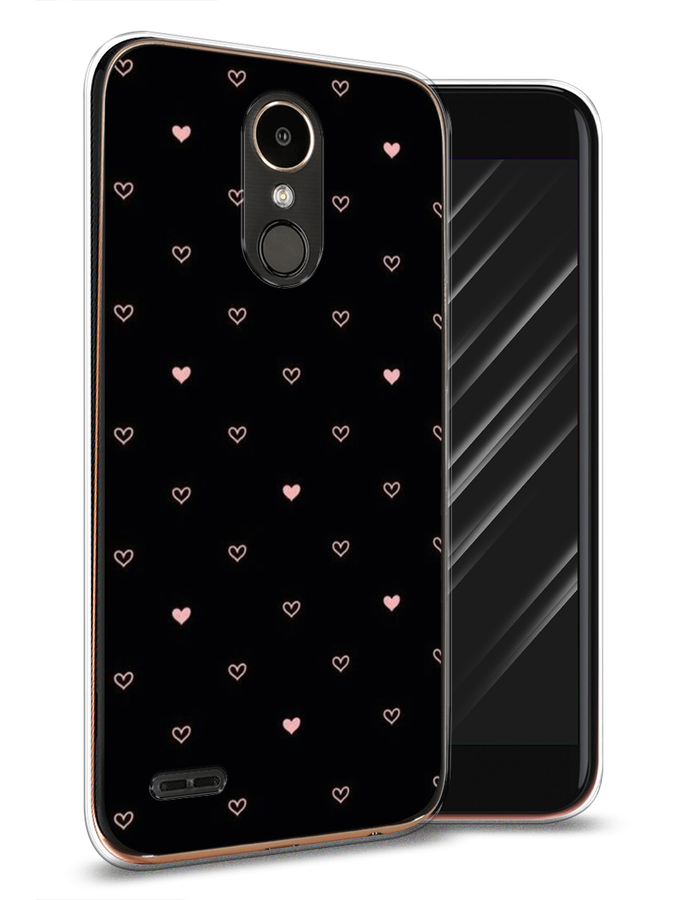 

Чехол Awog на LG K10 2017 "Черный фон и сердечки", Розовый;серый;черный, 81350-3
