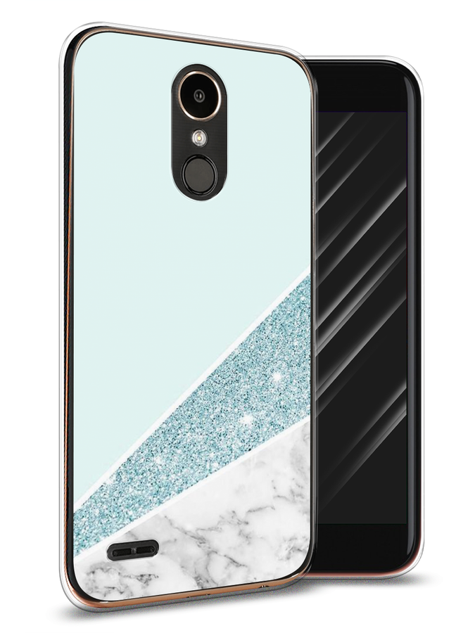 

Чехол Awog на LG K10 2017 "Мрамор с голубыми блестками", Голубой;белый, 81350-3