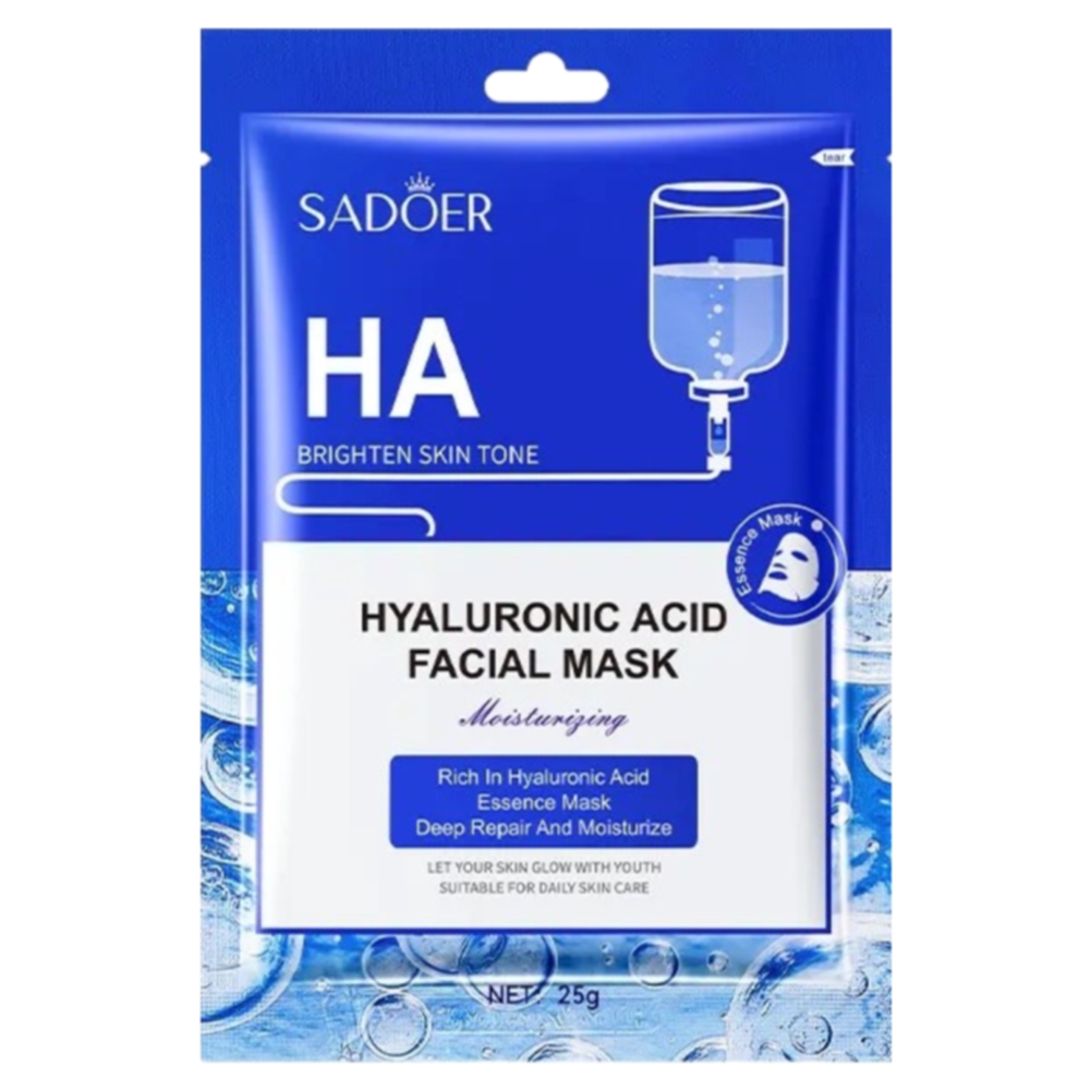Тканевая маска для лица Sadoer Увлажняющая с гиалуроновой кислотой 25 г rosette 40% увлажнения увлажняющая и влагосберегающая пенка с гиалуроновой кислотой 168