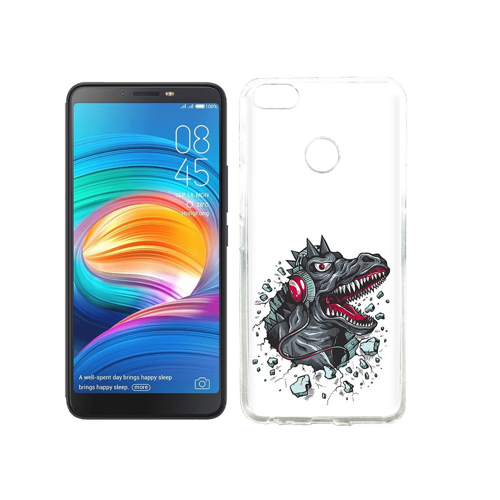 

Чехол MyPads Tocco для Tecno Camon X Нарисованный динозавр в наушниках, Прозрачный, Tocco