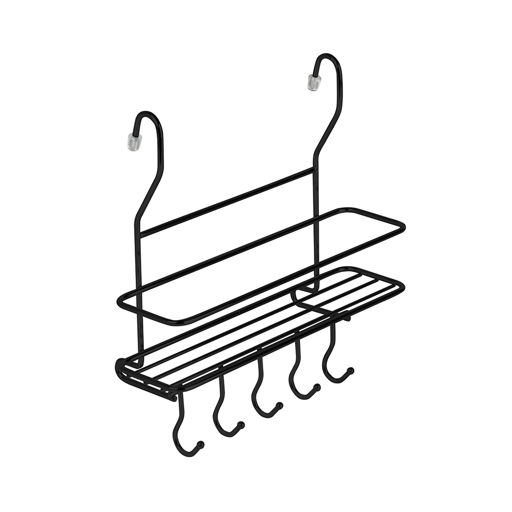 Полка для рейлинга с крючками 265x100x270 мм черная матовая